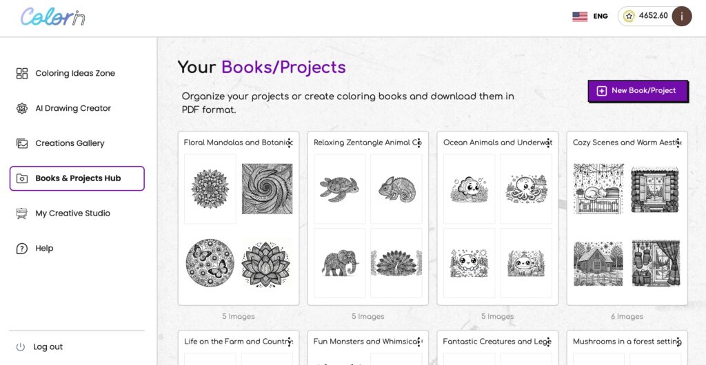 AI-Generated Coloring Book Examples